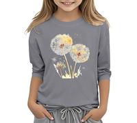 Ragazze 3/4 Maniche Top Girocollo Shirt Casual Athletic Top Maniche A Fantasia Camicetta 314 Anni Io Adesso 1, grigio scuro, 8-9 Jahre