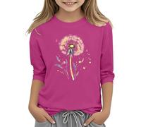 Ragazze 3/4 Maniche Top Girocollo Shirt Casual Athletic Top Maniche A Fantasia Camicetta 314 Anni Io Adesso 1, Colore: rosa., 8-9 Jahre