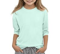 Ragazze 3/4 Maniche Top Girocollo Shirt Casual Athletic Top Maniche A Fantasia Camicetta 314 Anni Io Adesso 1, Verde menta, 8-9 Jahre