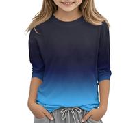 Ragazze 3/4 Maniche Top Girocollo Shirt Casual Athletic Top Maniche A Fantasia Camicetta 314 Anni Io Adesso 1, Blu scuro, 8-9 Jahre