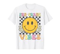 Ragazze 3 ° grado Vibes sorriso faccia ritorno a scuola Terza elementare Maglietta