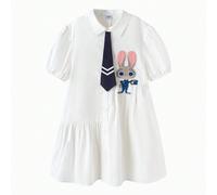 Ragazze 'Abito Disney - Abito Camicia Azzurra - Morbido e Confortevole - Patch Cartone Animato Adorabile - Perfetto per l'Estate 7Y,8Y,10Y,5Y,18-24M,12Y,13Y,3-4 anniAnimale,FumettoMiscele di cotone