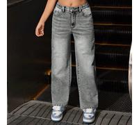 Ragazze adolescenti Articolo di moda alla moda, versatile e semplice da indossare tutto l'anno, ideale per lo spirito scolastico, Jeans in denim lavati, morbidi, larghi e dritti, adatti per l'uso quot