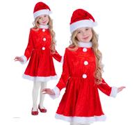 Ragazze Babbo Natale Costume Bambini Natività Scuola Play Santas Completo