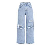 Ragazze Baggy Jeans Dritti Pantalone Palazzo Denim Ragazza Vita Bassa a Zampa Larghi Pantaloni Elasticizzati Slim Fit Gamba Dritta Larga Pant Hip Hop Bambina Bambino