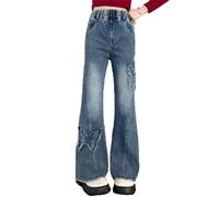 Ragazze Baggy Jeans Dritti Pantaloni in Denim Palazzo con Elasticizzati Vita Lunghi Denimjeans Ragazza Alta Casual Moda a Gamba Dritta Larga Pant Pantalone Hip Hop Bambina