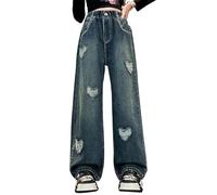 Ragazze Baggy Jeans,Pantalone in Tinta Unita Pantaloni Cargo Larghi Gamba Dritta Jeans Casual per attività all'Aria Aperta 2025 di Base Primaverili e Autunnali