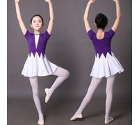 Ragazze Balletto Danza Abito Cotone Manica Corta Bicolore Active per la Vestito