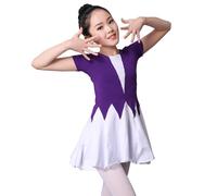 Ragazze Balletto Danza Abito Cotone Manica Corta Bicolore Active per la Vestito