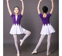 Ragazze Balletto Danza Abito Cotone Manica Corta Bicolore Active per la Vestito