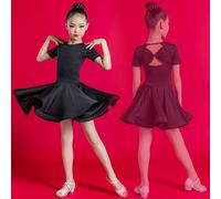 Ragazze Bambini Salsa Latino Danza Abito Fiocco Swing Stanza da Ballo Eseguire