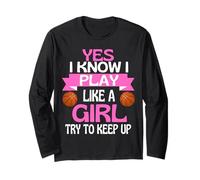 Ragazze Basket Divertente Gioca Come Una Ragazza Maglia a Manica