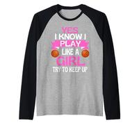 Ragazze Basket Divertente Gioca Come Una Ragazza Maglia con Maniche Raglan