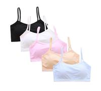Ragazze Bustier Reggiseno Senza Fili Con Imbottitura Fissa/Imbottito Solido Supporto Leggero Senza Seamless Fitness Per Adolescenti 10-16 Anni, 4 confezioni, 30-34A