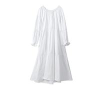 Ragazze Camicie Da Notte Carino Pigiama di Colore Solido Vestito A Maniche Lunghe Principessa Torta Vestito Camicia Da Notte Degli Indumenti Da Notte Dei Vestiti Set 150 Bianco 10-12 anni