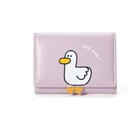 Ragazze carino 3D Duck Tri-piegato portafoglio piccolo portafoglio contanti tasca porta carte ID finestra borsa per le donne, Raissa metallizzate, SMALL, Anatra