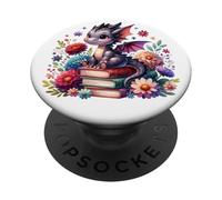 Ragazze carino floreale Cottagecore Dragon Book Lovers Bookish PopSockets PopGrip Adesivo
