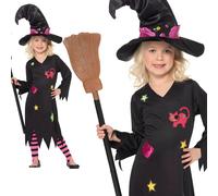Ragazze Cenere Costume da Strega & Cappello & Collant Halloween 1-6 Anni