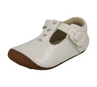 Ragazze Clarks pelle Lucida Pre Walker Dettaglio Cuore Scarpe Casual - Tiny Beat