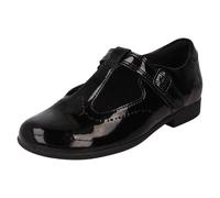 Ragazze Clarks Robuste Dettaglio Allacciata T-Bar Pelle Vernice Scuola Scarpe