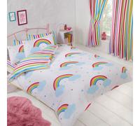 Set Copripiumino Doppio Arcobaleno Strisce Reversibile Per Ragazzi E Ragazze