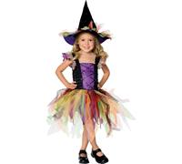Ragazze Costume da Strega Halloween Bambini Vestito + Cappello Carino