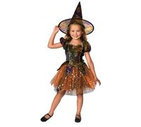 Ragazze Costume da Strega Halloween Bambini Vestito + Cappello Carino