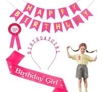 Ragazze di fascia di buon compleanno, corona di compleanno e fascia, set di decorazioni per il re e la corona di compleanno - decorazioni per il re corsage per la ragazza cerchietto decorativo per