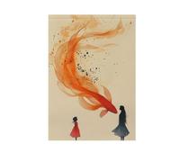 Ragazze ed Elegante Pesce Rosso Childlike Wonder pace bandiere per esterni pasqua porta banner per la decorazione del patio 28x40 su entrambi i lati