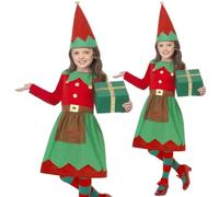 Ragazze Elf Costume Bambino Natale Piccolo Babbo Aiutante Età 4-12