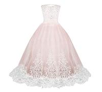 Ragazze Estivo Abito Con Merletto Appliques Della Prima Comunione Pizzo Corpetto Abiti Da Sposa Damigella Lungo Dalla Principessa Fusciacca Arco Abito Da Sera Costume Vestito Carnevale Bambino