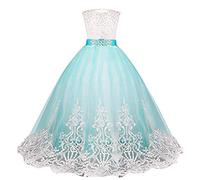 Ragazze Estivo Abito Con Merletto Appliques Della Prima Comunione Pizzo Corpetto Abiti Da Sposa Damigella Lungo Dalla Principessa Fusciacca Arco Abito Da Sera Costume Vestito Carnevale Bambino