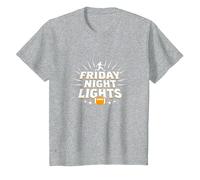 Ragazze Football Friday Night Lights Game Day Spirit Maglietta, Bambini, Grigio Melange, 4 Anni