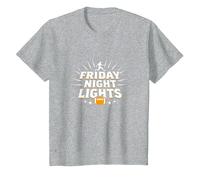 Ragazze Football Friday Night Lights Game Day Spirit Maglietta, Bambini, Grigio Melange, 6 Anni