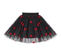 Ragazze Gonna Nero San Valentino Giorno Amore Cuore Mini Maglia Tutu Danza 7-8 Anni