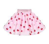 Ragazze Gonna Rosa San Valentino Giorno Amore Cuore Mini A Vita Alta Maglia Tutu Danza 7-8 Anni