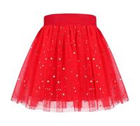 Ragazze Gonna Rosso Scintillare Luccichio Stella Luna Balletto Tutu Tulle Elastico Festa 9-10 Anni