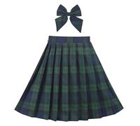 Ragazze Gonna Verde Blu Plaid Pieghe Percalle Arco Scuola Casuale Classico 11-12 Anni