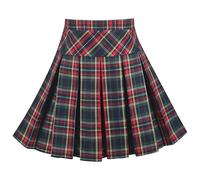 Ragazze Gonna Verde Rosso Percalle Plaid Pieghe Elastico Retro Scuola Festa 7-8 Anni