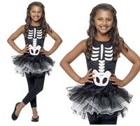 Ragazze Halloween Scheletro Costume Tutu Bambini Età 4-12