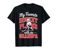 Ragazze Hockey Nonno Il Mio Giocatore Preferito Mi Chiama Rosso Maglietta