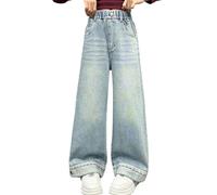 Ragazze Jeans Baggy Cargo Pantaloni Denim Adolescente Bambini Ragazza Jeans Elastico in Vita Gamba Larga Moda Abbigliamento Casual Hip Hop Streetwear Casual Pantaloni larghi, 100-180, 26-Cielo Blu
