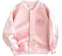 Ragazze Kawaii Giapponese Anime Giacca Bambini Girocollo Bottone Nascosto Uniforme Scolastica Giacca da Baseball Harajuku Giacca Casual Anime Y2k Tasca Felpa (Rosa,120)
