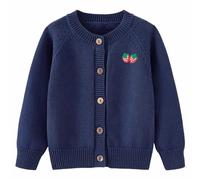Ragazze Knit Cardigan Carino Ricamo Button Down Open Front Maglione Bambini Bambino Manica Lunga Crochet Felpe Lavorate A Maglia Vestiti Scuola Solido Cardigan Top, Marina Militare, 6-7 Anni