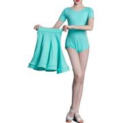 Ragazze Latin Ballroom Salsa Competition Dancewear Practice Body Dress V Neck Ruffles Skirt 2 Pieces Outfit Party Tango Dance Performance Costumes,Verde,130cm