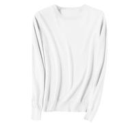 Ragazze Maglione A Maglia Inverno Morbido A Costine Maglione Giro/V Collo Manica Lunga Pullover Top Teen Girl Tinta Unita Autunno Vestiti Caldi Maglieria, 2-bianco, 14-15 Anni