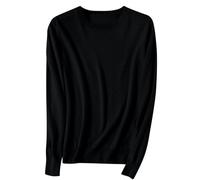 Ragazze Maglione A Maglia Inverno Morbido A Costine Maglione Giro/V Collo Manica Lunga Pullover Top Teen Girl Tinta Unita Autunno Vestiti Caldi Maglieria, 2-nero, 8-9 Anni