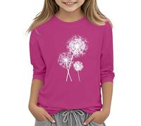 Ragazze Manica 3/4 Top Girocollo Shirt Casual Athletic Top Maniche A Fantasia Camicetta 314 Anni 1 Anno Camicia, rosa intenso, 6-7 Jahre