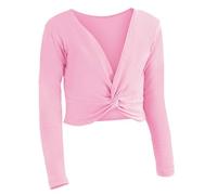 Ragazze Manica Lunga Balletto Top Danza Colore Puro Body Casual a Strati T-Shirt Per Scuola Yoga E Sport, Colore: rosa., 6-7 Anni