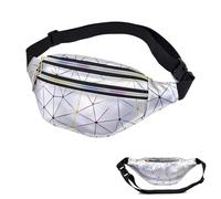Ragazze Marsupio,Marsupio 80s Ladies Uomini,Cinturino Regolabile Impermeabile Waist Bag,per le Vacanze di Viaggio (Argento)